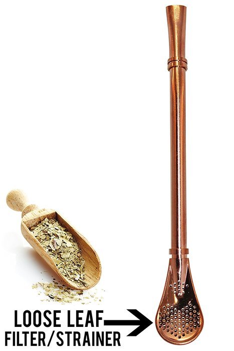 2 Yerba Supply Yerba Mate Tea Bombilla Gourd Drinking Straws Filtered (Rose Gold) N7