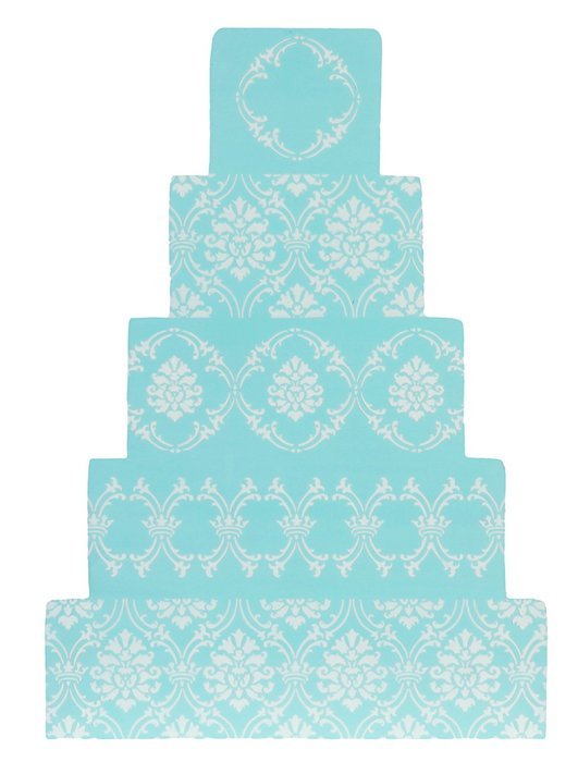 Designer Stencils C707 Royal Damask Cake Stencil Tier 4, Beige/semi-transparent N2