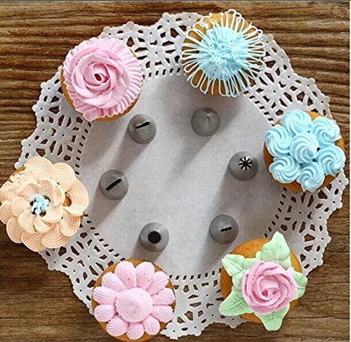 Drhob 24 Pcs Icing Piping Nozzles Pastry Tips Cake Sugarcraft Decorating Tool Set ( Color: Silver) N4