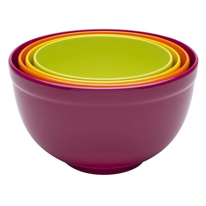 Zak Designs Bistro 4-Piece Mixing Bowl Set, Assorted Rubin N2