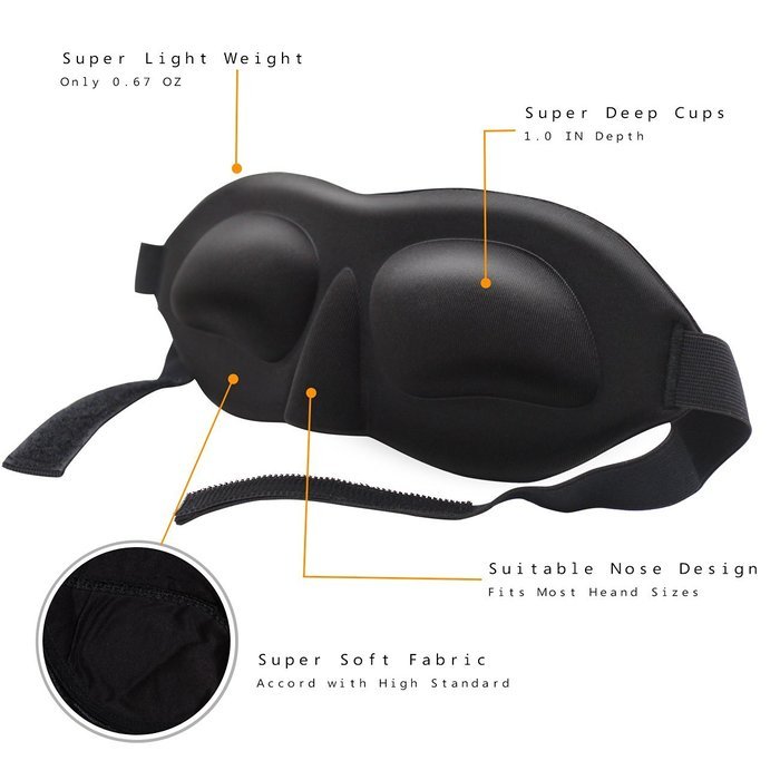 Sleep Mask- Contoured & Comfortable Eye Mask for Sleeping & Free Ear Plugs Carry Pouch. Lightweight 3D Blindfold... N4