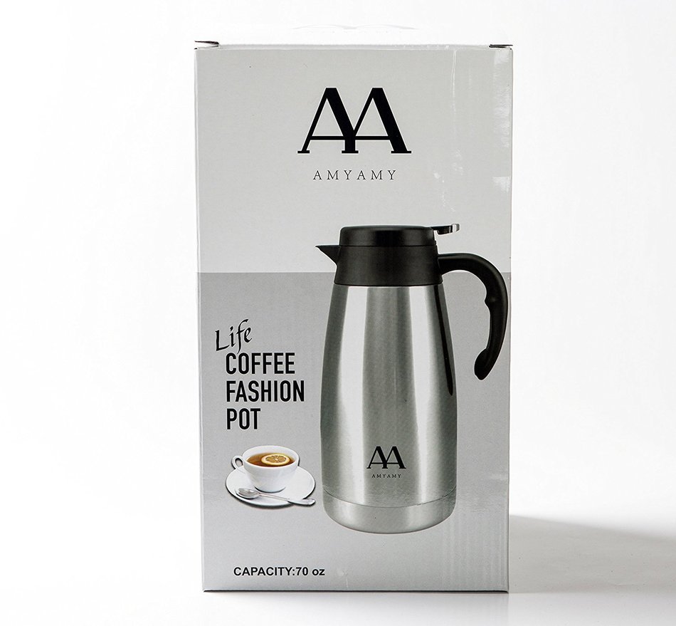 304 Stainless Steel Double Walled Vacuum Insulated Carafe with Press Button Top, Quality Thermal Carafe, Water... N2