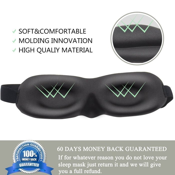 Sleep Mask- Contoured & Comfortable Eye Mask for Sleeping & Free Ear Plugs Carry Pouch. Lightweight 3D Blindfold... N7