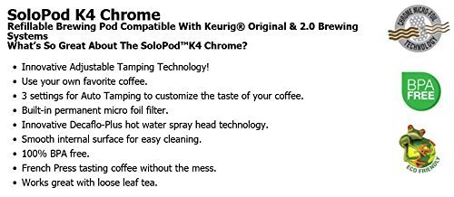 Solofill 10729-01-CHROME K4 Chrome Refillable Brewing Pod, Red