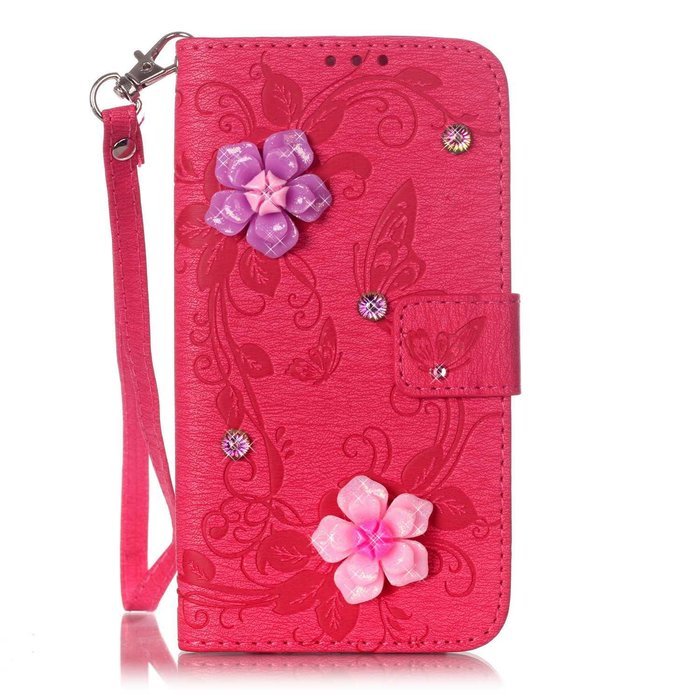 iPhone 7 Case, iPhone 7 Wallet Case,PHEZEN Beauty Luxury Handmade Rose Flower Butterfly Bling Diamond PU Leather... N29