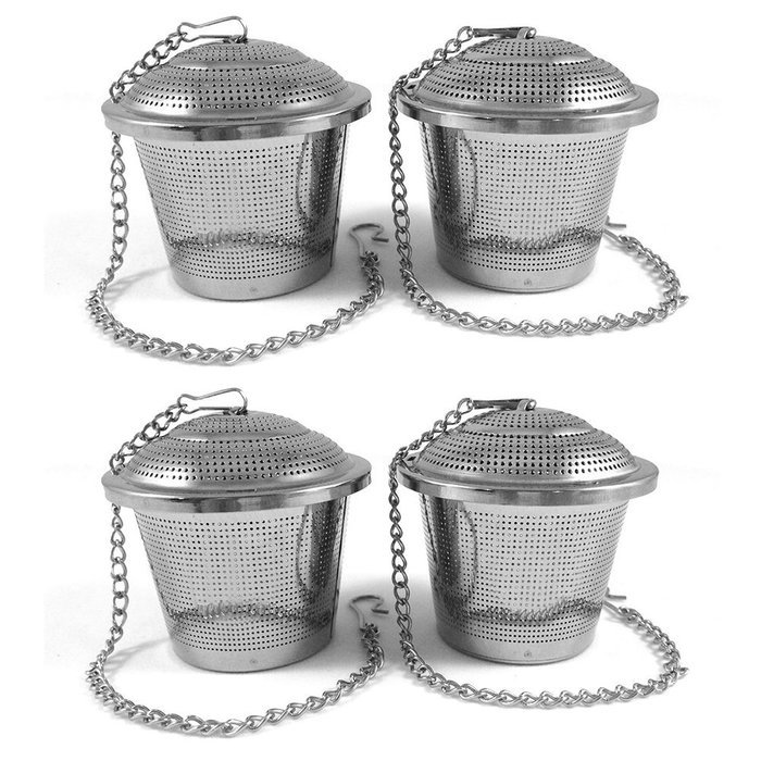 Liangxiang Extra Fine Loose Leaf Tea Infuser / Stainless Steel Filter with Extended 7" Chain (2 Pack) N4