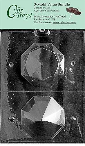 CybrTrayd W026-3BUNDLE 3D Diamond Chocolate Candy Mold with Exclusive Copyrighted Chocolate Molding Instructions...