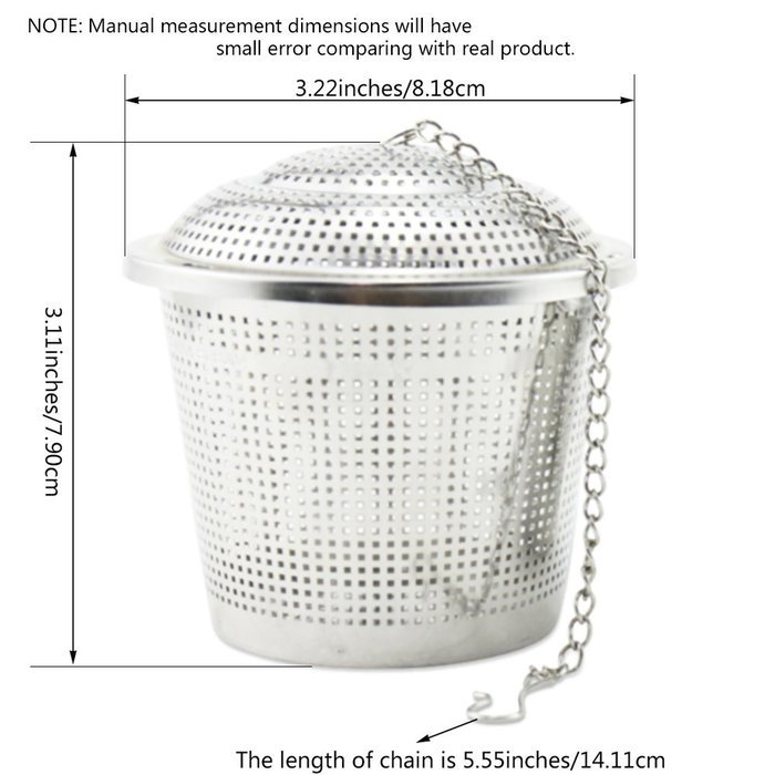Tea Strainer, Newness 304 Food Grade Stainless Steel Tea Strainer with Lid and Extended Chain - Tea Infuser /... N6