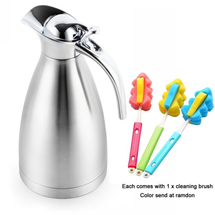 Satin Finish Stainless Steel Thermal Coffee Pot, Vacuum Insulated Carafe Flask Tea Kettle, 1.5 Liter N14
