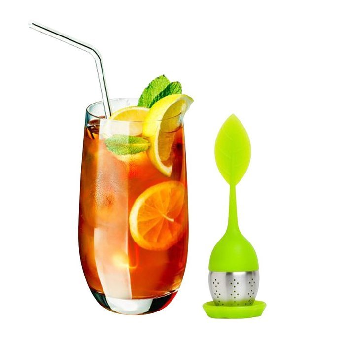 Sweet Leaf Silicone Loose Tea Infuser with Resting Plate, Set of 2 N4