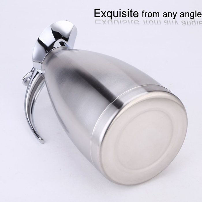 Satin Finish Stainless Steel Thermal Coffee Pot, Vacuum Insulated Carafe Flask Tea Kettle, 1.5 Liter N20
