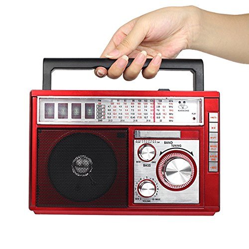 FM/AM/SW Portable Desktop Radio in Retro Style with MP3 Player, REC Recorder and Rechargeable Battery N4