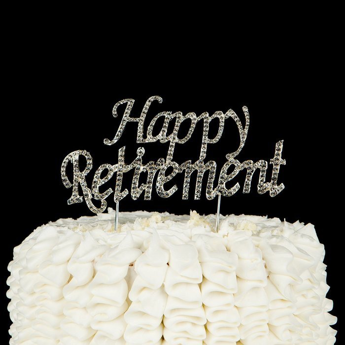 Happy Retirement Cake Topper Party Supplies Decoration Ideas (silver 