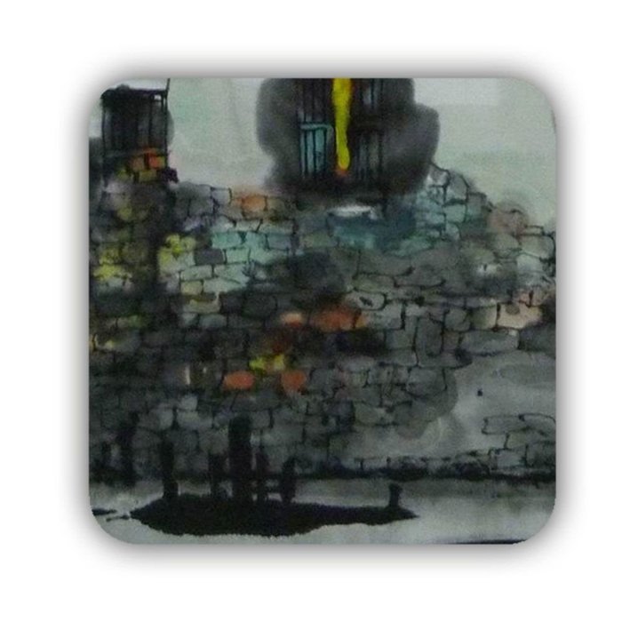 Generic Cup Mat Made By Mdf With Asian Chinese Painting 4 Soft N4