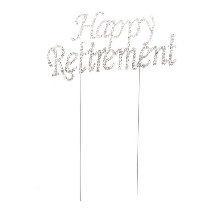 Happy Retirement Cake Topper Party Supplies Decoration Ideas (Silver) N7