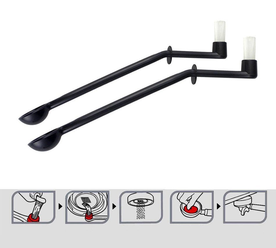 Number-One Coffee Machine Brush Cleaner Nylon Espresso Machine Brush Coffee Cleaning Tool with Spoon (Pack of 2) N8