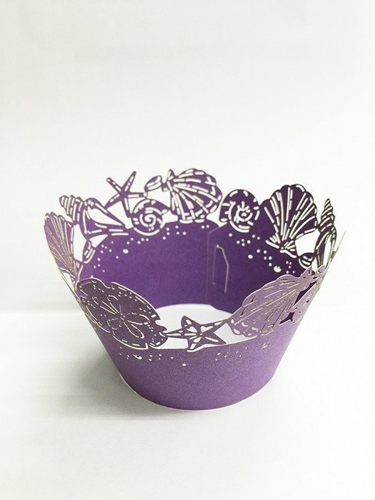 HUAL Cupcake Wrappers 50 Filigree Artistic Bake Cake Paper Cups Shell Lace Laser Cut Liner Baking Cup Muffin Case... N6