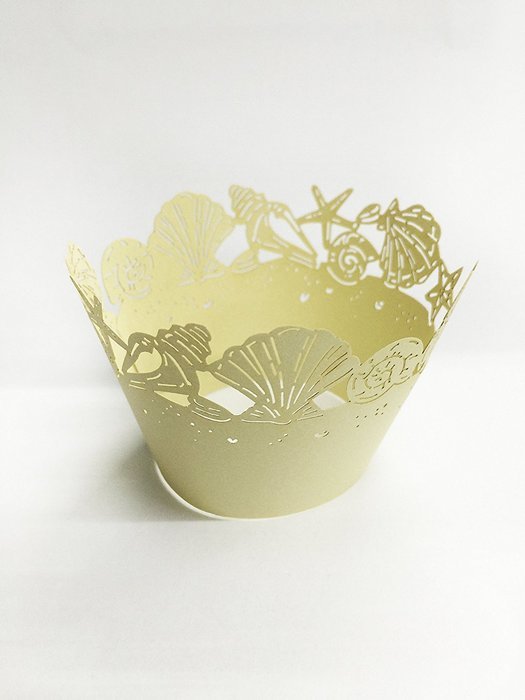 HUAL Cupcake Wrappers 50 Filigree Artistic Bake Cake Paper Cups Shell Lace Laser Cut Liner Baking Cup Muffin Case... N7