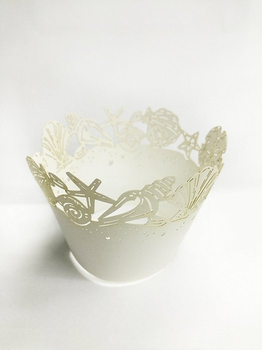 HUAL Cupcake Wrappers 50 Filigree Artistic Bake Cake Paper Cups Shell Lace Laser Cut Liner Baking Cup Muffin Case... N8