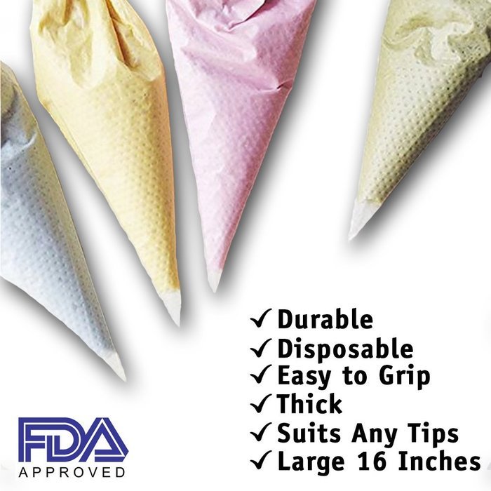 PASTRY BAG - 110 PIECES - Disposable Cake / Cupcake Decorating Piping Icing Bags Set - Large 16 Inch and Easy... N3