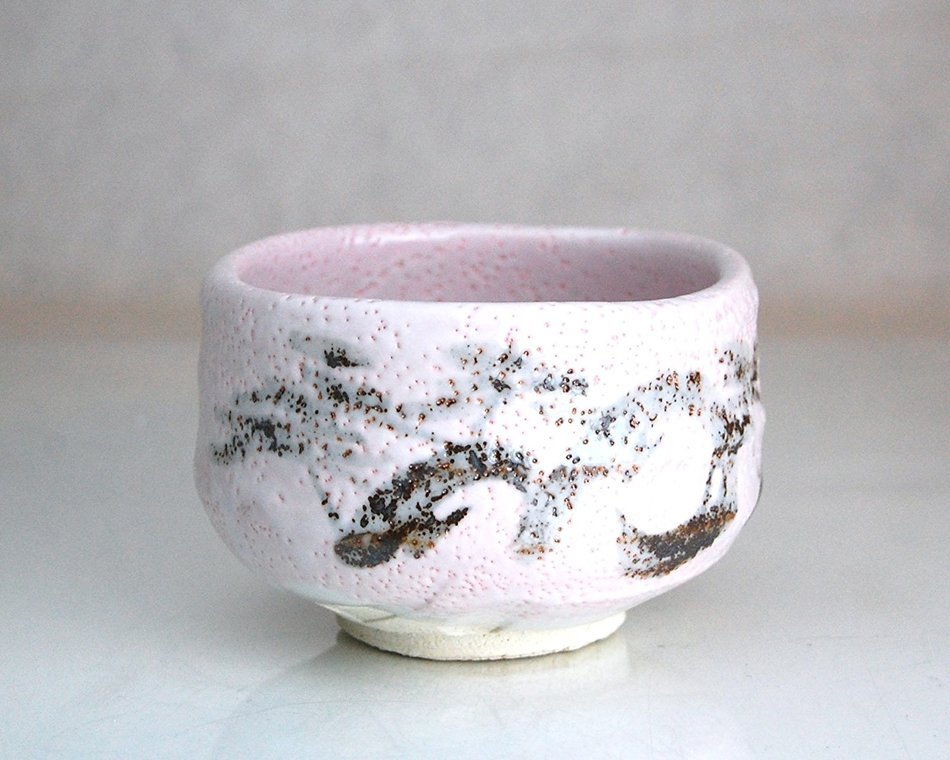Sakura Shino Ceremony Tea Bowl | Ryu Mei | Japan | Chawan | Pink | Shinoyaki Pottery | 16oz | #47022