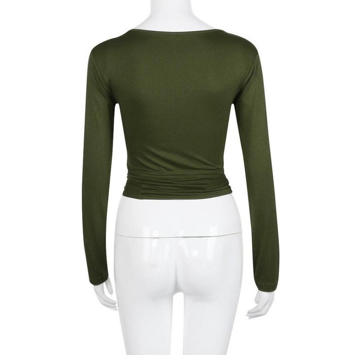 Tops,Morecome Fashion Women Long Sleeve Bandage Crop Tops Shirt (S, Gray) N13