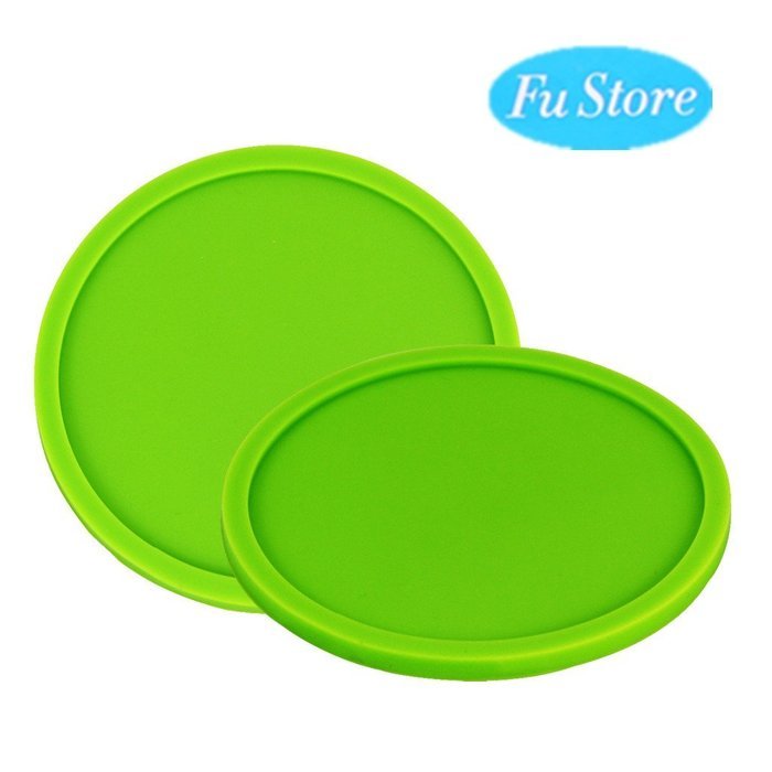 Fu Store Rubber Silicone Drink Coasters (Set of 2 Pieces), Black N20