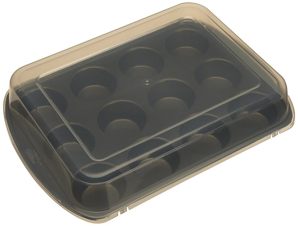 Wilton Premium Nonstick Covered Muffin Pan, 12-Cavity