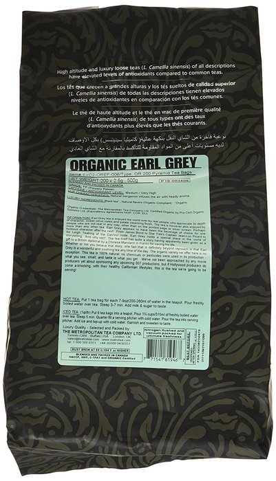Metropolitan Tea 200 Count Pyramid Shaped Teabags, Earl Grey English Favorite