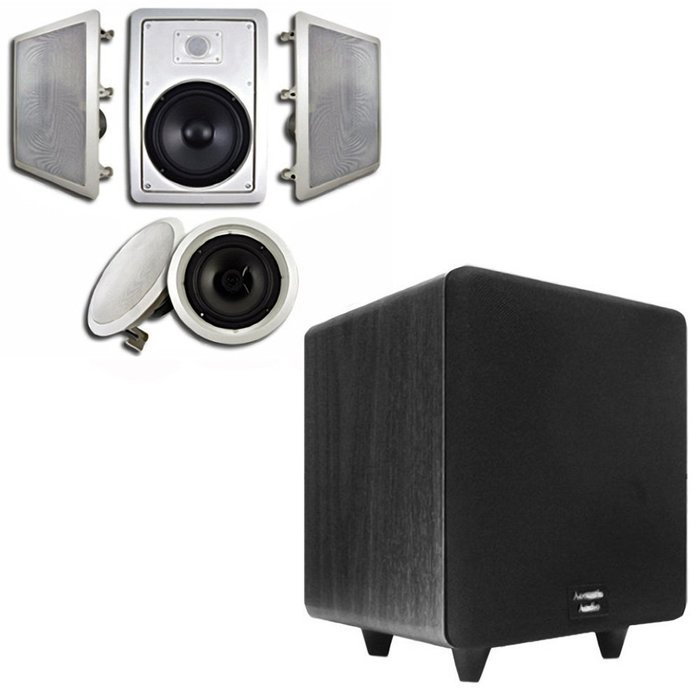 Acoustic Audio HT-85 In-Wall/Ceiling 5.1 Home Theater 8" Speakers and 12" Powered Sub HT-85-CS12B
