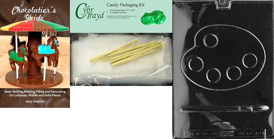 Cybrtrayd J069 Palette and Brush Chocolate Candy Mold with Exclusive Cybrtrayd Copyrighted Chocolate Molding Instructions N3