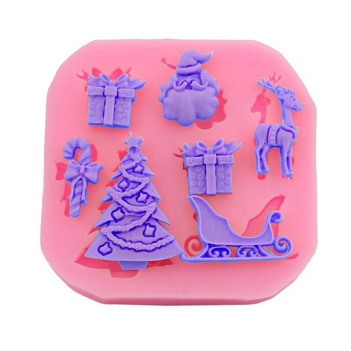 ZhiDa Christmas Silicone Handmade Fondant Cake Decorating DIY Mould Baking Mold (Pink) N4