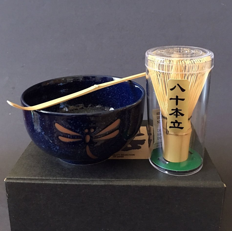 Japanese Namako Dragonfly Matcha Bowl Bamboo Scoop 80 Whisk Tea Ceremony Set N3