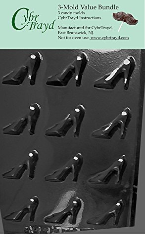CybrTrayd D092-3BUNDLE Bite Size High Heel Shoes Chocolate Candy Mold with Exclusive Copyrighted Chocolate Molding...