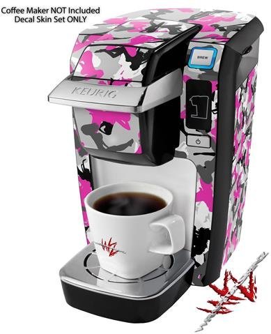 Sexy Girl Silhouette Camo Hot Pink (Fuchsia) - Decal Style Vinyl Skin fits Keurig K10 Mini Plus Coffee Makers... N3