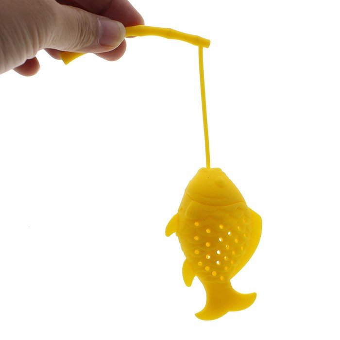 HuaYang kawaii Silicone Fish Fishing Shape Tea Leaf Herbal Strainer Filter Infuser Bags N3