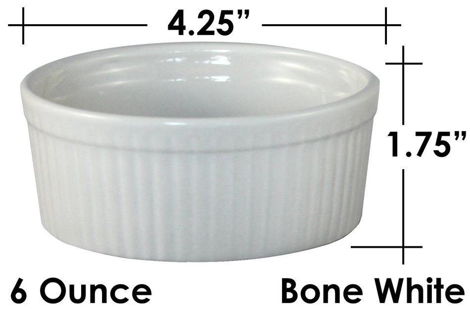 ITI Ceramic Stackable Baking Ramekins / Condiment Sauce Cups with Pan Scraper, Medium / Large, 4-Pack (6 Ounce... N19