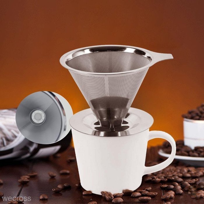 Reusable Stainless Pour Over Drip Mesh Coffee Tea Filter Holder Percolator N4