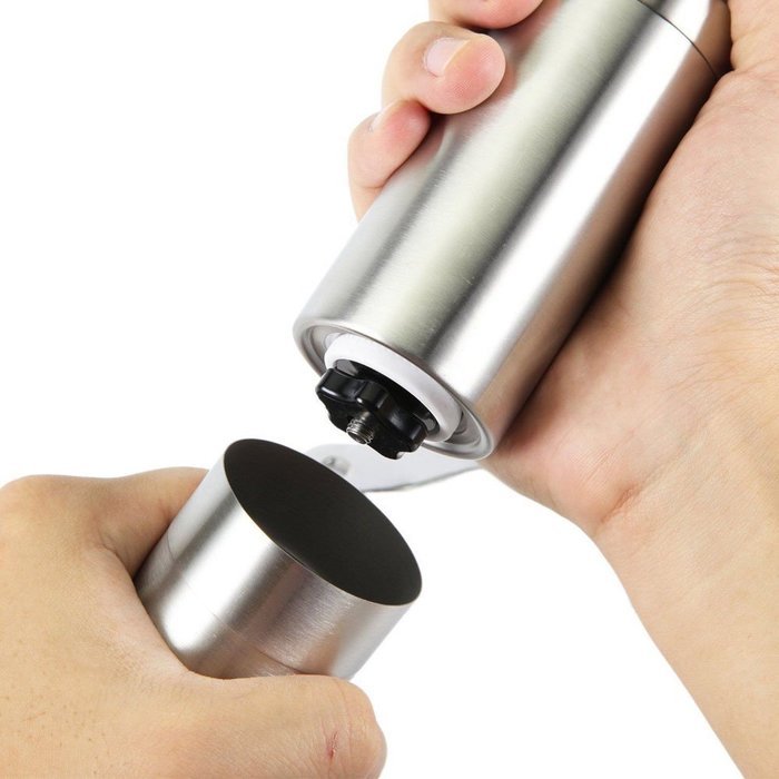 Kissemoji Ceramic Manual Coffee Grinder Hand Crank Brushed Stainless Steel N5