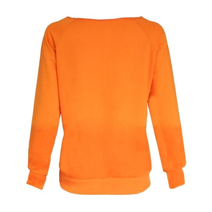 Oksale Women Halloween Pumpkin Cotton O-Neck Long Sleeved Blouse Shirt (S) N3