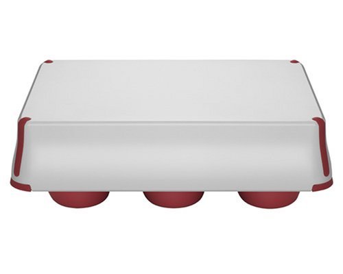 Bake Porter 6-Cup Jumbo Muffin Pan with Serving Cover, Red N3