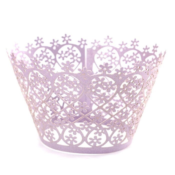 HUAL Cupcake Wrappers 50 Filigree Artistic Bake Cake Paper Cups Flowers Lace Laser Cut Liner Baking Cup Muffin... N15