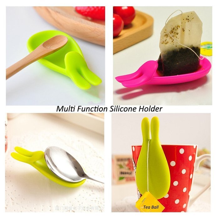 Amgate Rabbit-shaped Silicone Tea Bag Holder for Cup Mug Set of 5 Multi-colored N2