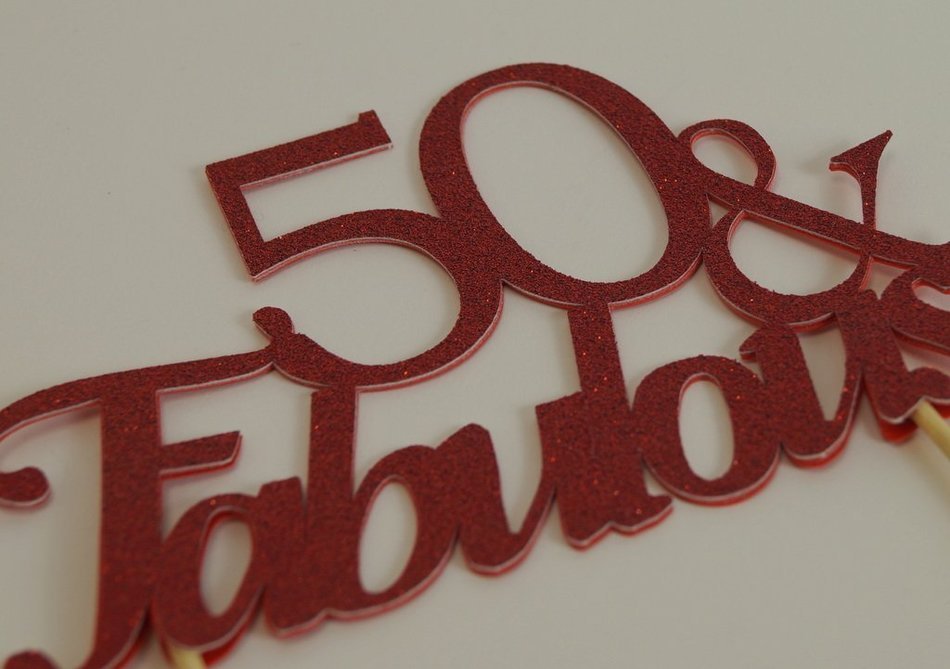 All About Details Red 50-&-fabulous Cake Topper
