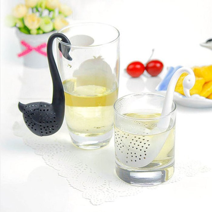 Set of 2 (White&Black Swan) Tea Bag/Tea Mesh Strainer/Tea Infuser N2