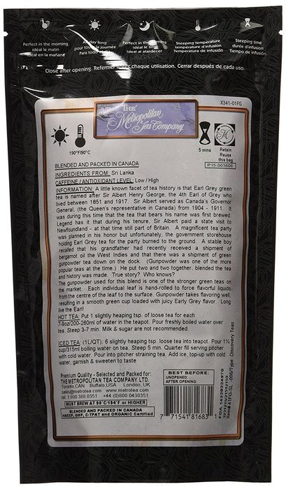 Metropolitan Tea Discovery Loose Tea Pack, Earl Grey Green Flavored Green, 80gm N4