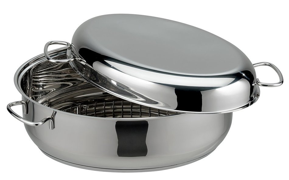 ELO Bella Gusto Stainless Steel Kitchen Induction Cookware Roaster with Stainless Steel Inlay for Braising and... N2