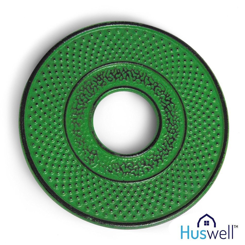 Huswell Cast Iron Trivet, Green, 5.5"/14 cm N3