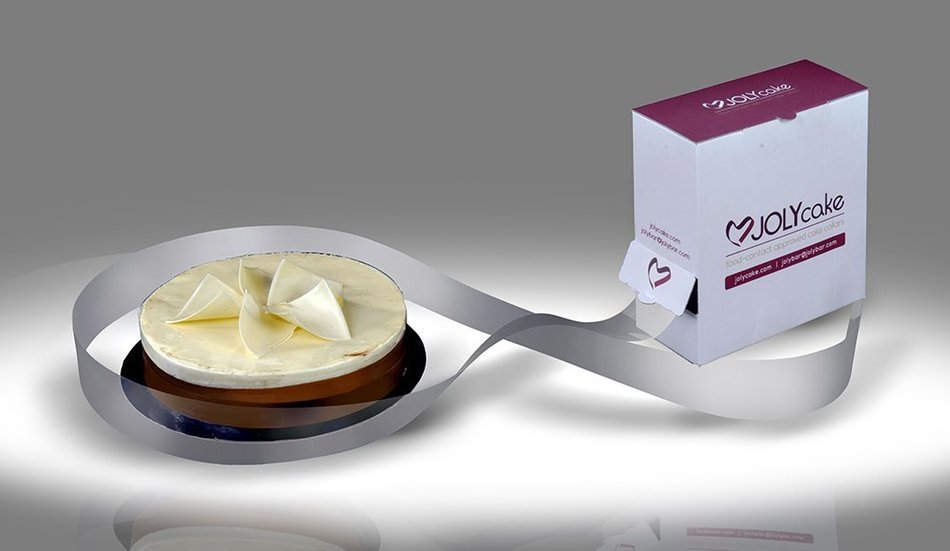 JOLYcake Full 164'L X 2.4"W Kitchen Polyester Mousse & Baked Cake Collar, 50 M Roll N2
