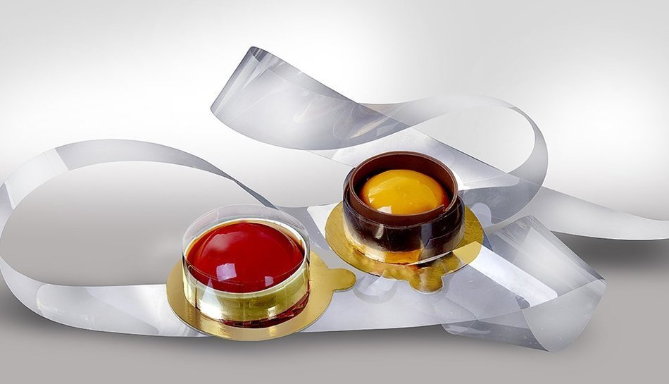 JOLYcake Full 164'L X 2.4"W Kitchen Polyester Mousse & Baked Cake Collar, 50 M Roll N3